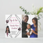 Sip & See Nursing Mother with Baby 生まれたばかりの Shower 招待状 (スタンド正面)