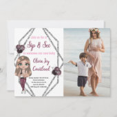 Sip & See Nursing Mother with Baby 生まれたばかりの Shower 招待状 (正面)