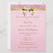 Sip & See Pink Sequinsフェイク金ゴールドボウ 招待状 (裏面)