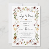 Sip & See Wildflower Pink Baby Girl 招待状 (正面)