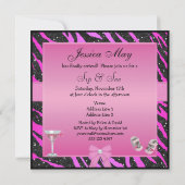 Sip & See Zebra Print Pink & Black Baby Shawer 招待状 (裏面)