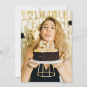 Sip, sipこんにちは50thブラック金ゴールドバルーン誕生日 招待状 (裏面)