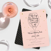 Sip、Sipホレー応援ブラック&ピンクワイン誕生日 招待状