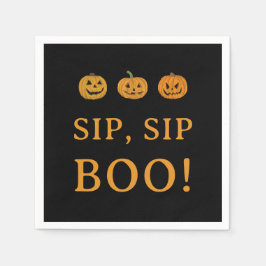 Sip Sip Boo ハロウィンパーティー | カボチャと酒 スタンダードカクテルナプキン