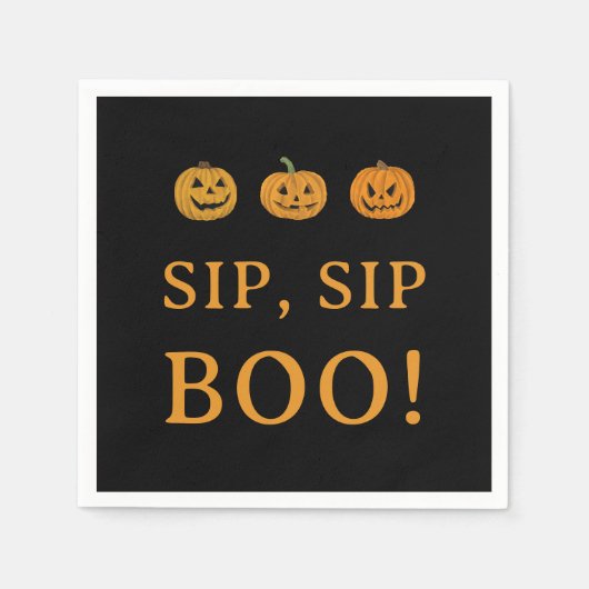 Sip Sip Boo Halloween Party | Pumpkins & Booze スタンダードカクテルナプキン (正面)