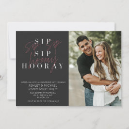 Sip Sip Hoorayブラック2フォト婚約パーティ 招待状