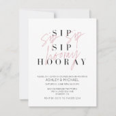 Sip Sip Hooray白黒フォトカップルのシャワー 招待状 (正面)