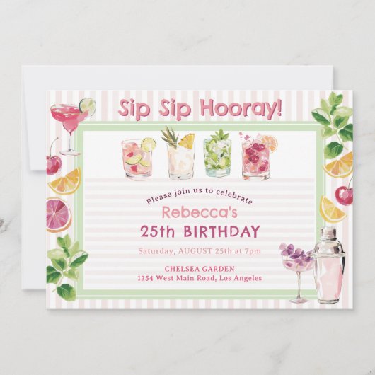 SIp Sip Hooray サマーカクテルバースデー 招待状 (正面)
