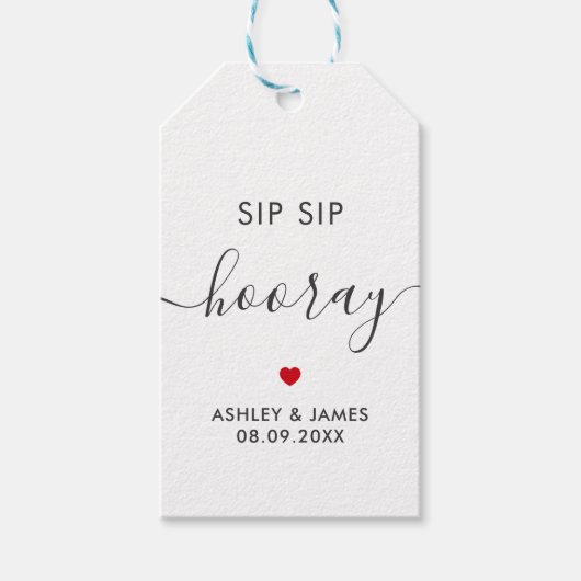 Sip Sip Hooray タグ, 結婚式のギフトタグ, ギフトタグ (正面)