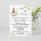 sip、sip、hooray!ワインをテーマにしたブライダルシャワー 招待状 (スタンド正面)