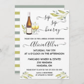 sip、sip、hooray!ワインをテーマにしたブライダルシャワー 招待状 (正面/裏面)