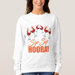 Sip Sip Hooray 慶祝グラフィック – 女性向けベーシック スウェットシャツ