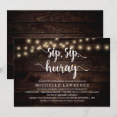 SIP、SIP、HOORAY、素朴ブライダルシャワーお祝い 招待状 (正面/裏面)