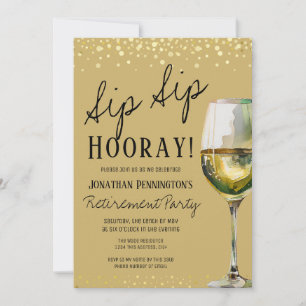 Sip Sip Hooray 高級ゴールド退職パーティーワイン 招待状