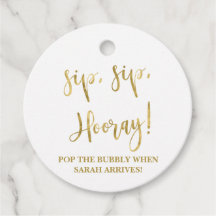 Sip Sip Hooray, Champagne Baby Showerラベル