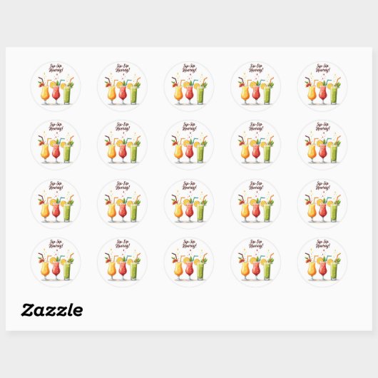 Sip Sip Hooray Summer Cocktail Sticker ラウンドシール (シート)