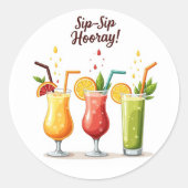 Sip Sip Hooray Summer Cocktail Sticker ラウンドシール (正面)