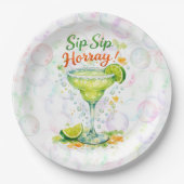 Sip Sip Sip Horray Bubbles Birthday Party ペーパープレート (正面)