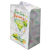 Sip Sip Sip Horray Bubbles Birthday Party ミディアムペーパーバッグ (裏面アングル)