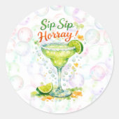 Sip Sip Sip Horray Bubbles Birthday Party ラウンドシール (正面)