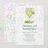 Sip Sip Sip Horray Bubbles Birthday Party 招待状 (正面/裏面)