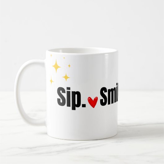 Sip. Smile. Repeat. かわいいタイポグラフィ コーヒーマグ コーヒーマグカップ (左)