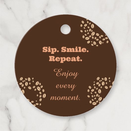 Sip Smile Repeat コーヒー愛好家ギフトタグ フェイバータグ (正面)