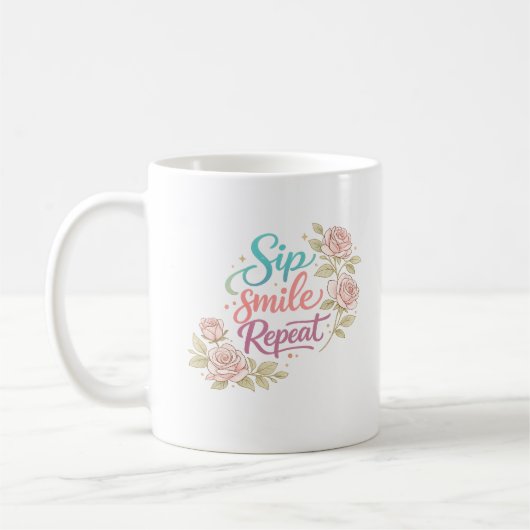 Sip Smile Repeat Floral Coffee Mug コーヒーマグカップ (左)