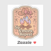 Sip, S'more, Repeat - レトロキャンプバッジ