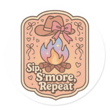 Sip, S'more, Repeat - レトロキャンプバッジ