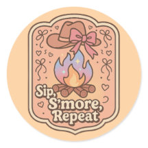 Sip, S'more, Repeat - レトロキャンプバッジ