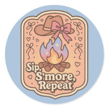 Sip, S'more, Repeat - レトロキャンプバッジ