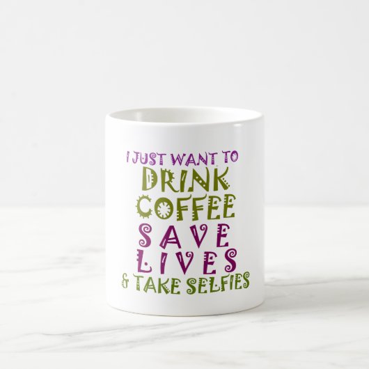 Sip, Snap Repeatカフェインの自己追跡デザイン コーヒーマグカップ (中央)