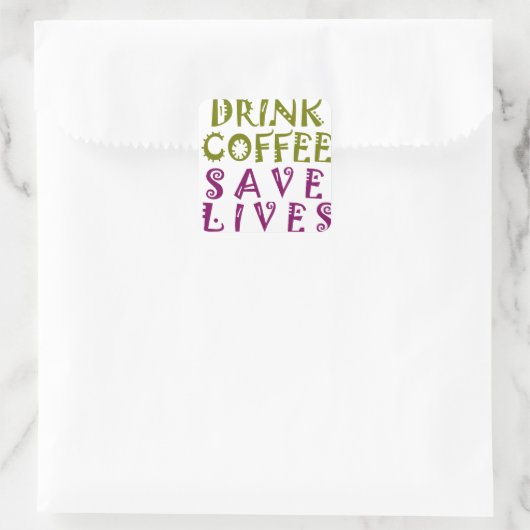 Sip, Snap Repeatカフェインの自己追跡デザイン スクエアシール (バッグ)