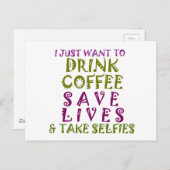 Sip, Snap Repeatカフェインの自己追跡デザイン ポストカード (正面/裏面)