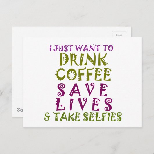 Sip, Snap Repeatカフェインの自己追跡デザイン ポストカード (正面/裏面)