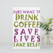 Sip, Snap Repeatカフェインの自己追跡デザイン 便箋 (スタンド正面)