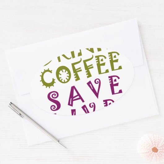 Sip, Snap Repeatカフェインの自己追跡デザイン 楕円形シール (封筒)