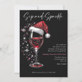 Sip & Sparkle Holiday Cocktail Party Wine Glass 招待状 (正面)