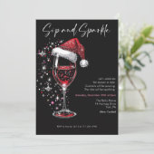 Sip & Sparkle Holiday Cocktail Party Wine Glass 招待状 (スタンド正面)