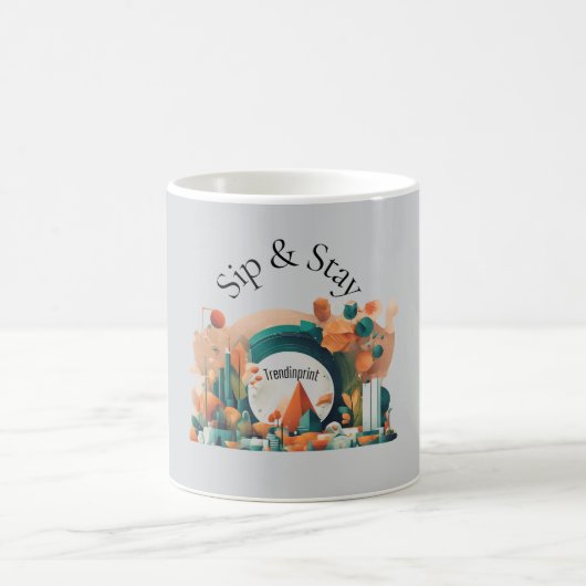 Sip & stay mug AI art  コーヒーマグカップ (中央)