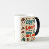 「Sip & Synologue：すべての笑わされるコーヒーの引用文 モーフィングマグカップ (正面右)