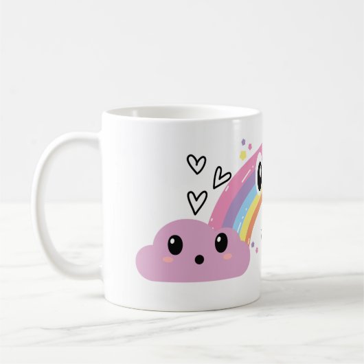 Sip Under the Rainbow” Cute Mug コーヒーマグカップ (左)