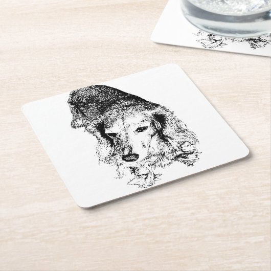 Sip With Backbone – Dachshund スクエアペーパーコースター (アングル)