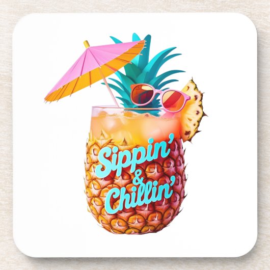 “Sippin’ & Chillin’”トロピカルビジュアルドリンク コースター (正面)