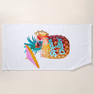 Sippin’ & Chillin’ Summer Party Design ビーチタオル