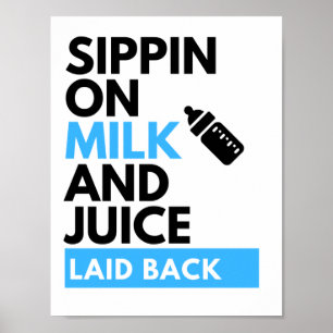 Sippin on Milk & Juice キュートな男の子ヒップホップテーマ ポスター
