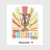 Sipping On Summer Vibes, Retro Sun, Cocktail Glass シール (シート)