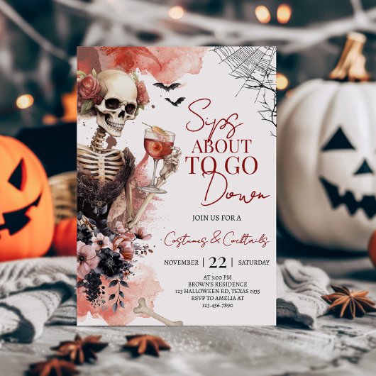 Sipsがダウンに行こうとしているハローウィンパーティ招待状 招待状