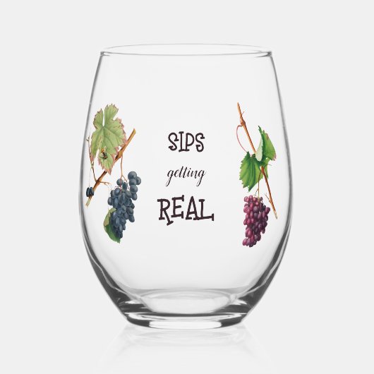Sipsの実在おもしろい取得 ステムなしワイングラス (正面)